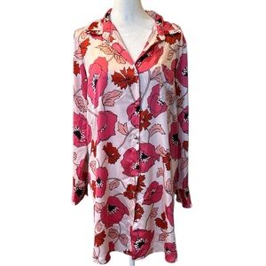 kate spade Pink & Red Floral Satin Pajama Shirt